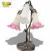 Image 4 : Meyda Tiffany Style Pond Lily 3-light Accent Lamp Mahogany Bronze Pink/white Glass Shades