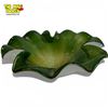 Image 2 : Vintage Green Murano Style Art Glass Bowl Leaf Shape Mid-century 1960s