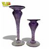 Image 1 : Robert Held Art Glass Amethyst Swirl Candlestick Holders Signed 1996 Canada