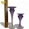 Image 5 : Robert Held Art Glass Amethyst Swirl Candlestick Holders Signed 1996 Canada