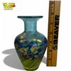 Image 3 : Robert Held California Poppy Hand-blown Art Glass Vase 6 Inch Iridescent