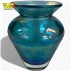 Image 1 : Jan Benda Art Glass Vase Blue Iridescent 4-inch Early 20th Century Signed