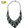 Image 1 : New Labradorite, Peridot & Blue Crystal Collar Necklace - Necklace center is 2.5" deep