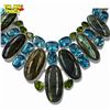 Image 2 : New Labradorite, Peridot & Blue Crystal Collar Necklace - Necklace center is 2.5" deep