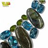 Image 3 : New Labradorite, Peridot & Blue Crystal Collar Necklace - Necklace center is 2.5" deep