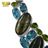 Image 4 : New Labradorite, Peridot & Blue Crystal Collar Necklace - Necklace center is 2.5" deep