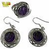 Image 1 : Sterling Silver Natural Carved Moon Face Amethyst Pendant & Earring Set - Size 9.5 ring and earrings