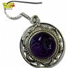 Image 2 : Sterling Silver Natural Carved Moon Face Amethyst Pendant & Earring Set - Size 9.5 ring and earrings