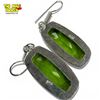 Image 3 : .925 Sterling Silver Peridot Earrings & Ring Set -  Size 9 ring is 24mm wide, drop earrings are 30mm