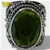Image 4 : .925 Sterling Silver Peridot Earrings & Ring Set -  Size 9 ring is 24mm wide, drop earrings are 30mm