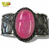 Image 4 : .925 Sterling Silver Pink Rhodochrosite Cuff Bracelet - 43mm wide - Weight including gemstone: 52.8