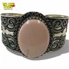 Image 1 : .925 Sterling Silver Pink Andean Opal Cuff Bracelet - 43mm wide - Weight including gemstone: 49 gram