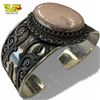 Image 2 : .925 Sterling Silver Pink Andean Opal Cuff Bracelet - 43mm wide - Weight including gemstone: 49 gram
