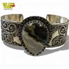 Image 1 : .925 Sterling Silver Crazy Lace Agate Cuff Bracelet - 40mm wide - Weight : 43.2 grams