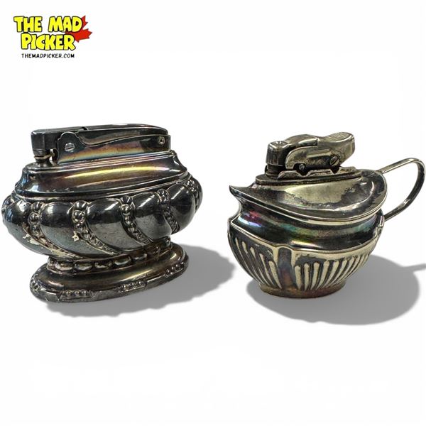 1 Ronson Crown & 1 Mosda Period Series Silver Plated Period Series Table Lighter
