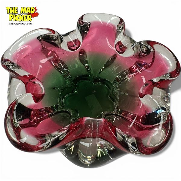 Mid-Century Canadian Art Glass Ashtray - 3" deep x 6" diameter