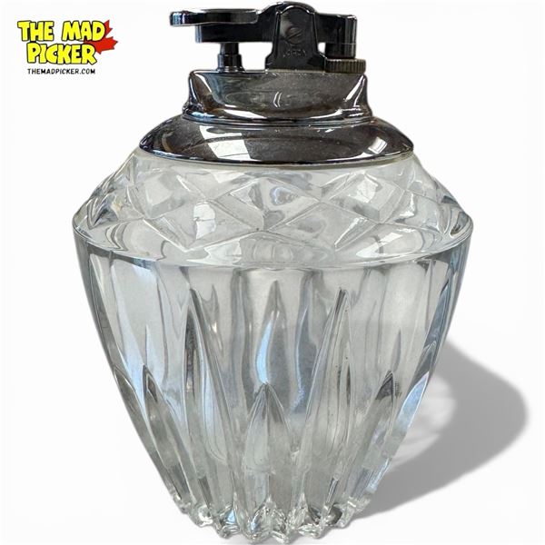 Vintage Pressed Glass Japanese  Table Lighter - 5" tall x 4" diameter