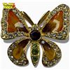 Image 1 : 1990s Joan Rivers Gold Plated Enamel & Crystal Butterfly Brooch - Excellent condition - 1" x 1.25"