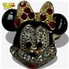 Image 2 : Vintage Disney Minnie Mouse Rhinestone & Enamel Clip-On Earrings - 1" x 1.25"