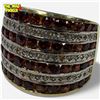 Image 2 : Gold Plated Sterling Silver Ring with Rows of Faceted Garnets  - Size 7.5 ring is 18mm wide - Weight