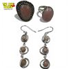 Image 1 : Sterling Silver Pink Andean Opal Earrings & 2 Rings  - Sizes 8 and 10 - Total weight: 20.7 grams