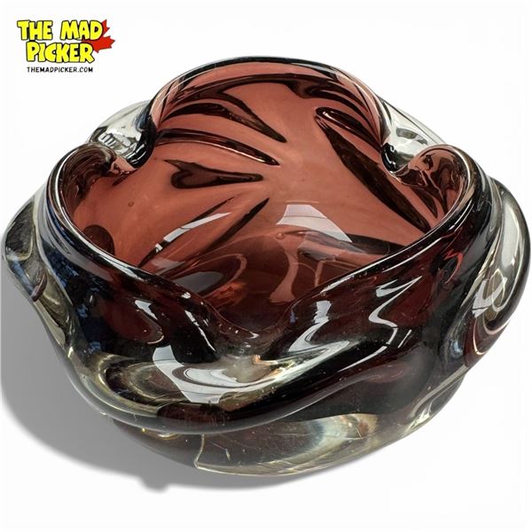 1960s Murano-Style Art Glass Ashtray - 3" deep x 5" diameter