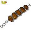 Image 1 : New 2" Wide Amber Resin Toggle Clasp Bracelet in Silver Setting (stamped .925 Sterling )