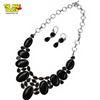 Image 1 : New Black Obsidian & Amethyst Crystal Necklace & Earring Set - Collar necklace is 2.5" deep and earr