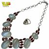 Image 1 : New Faceted Garnet Crystal, Polished Quartz Cabochon Necklace & Earring Set - Collar Necklace is 2"