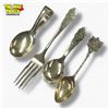 Image 1 : 4 Vintage Silver Plated Flatware, Disney Mickey Mouse Spoon & Fork, Skegness Foreshore Bowling Club,