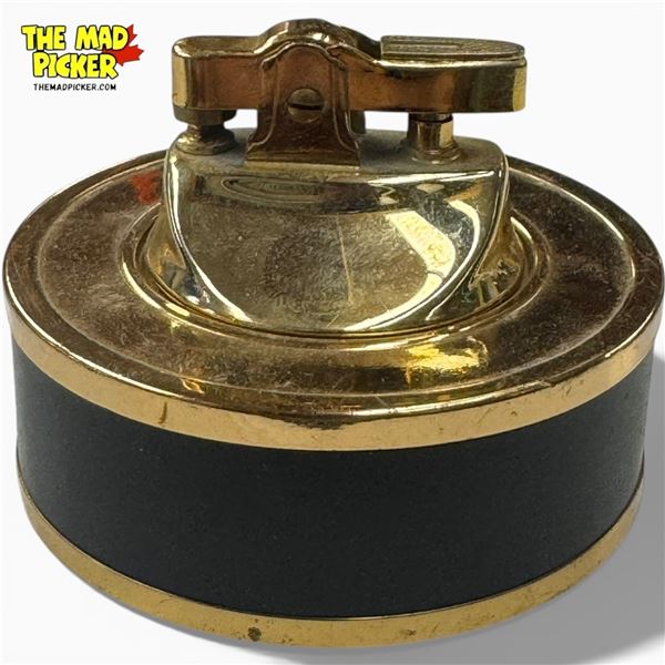 Vintage Brass & Black Table Lighter - 2".5 x 3" tall