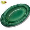 Image 1 : 1930s Oval Art Deco Malachite Slag Glass Trinket Dish - 3.5" x 6" x 1" deep