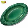 Image 2 : 1930s Oval Art Deco Malachite Slag Glass Trinket Dish - 3.5" x 6" x 1" deep
