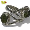 Image 1 : .925 Sterling Silver Moldavite Crystal Ring - Size 8 ring is 20 mm wide- Total weight: 7 grams