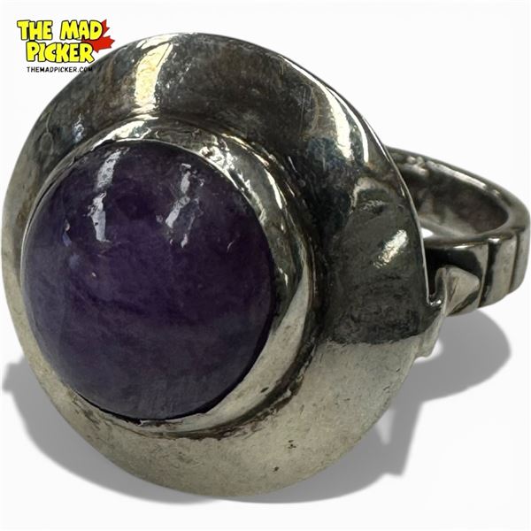 .925 Sterling Silver Purple Charoite Ring - Size 7.5 ring is 19.5 mm diameter- Total weight: 6.9 gra