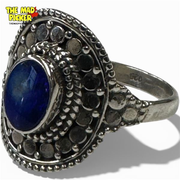 .925 Sterling Silver Lapis Lazuli Ring - Size 8.5 ring is 18 mm diameter- Total weight: 3.8 grams