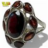 Image 1 : .925 Sterling Silver Faceted Garnet Ring - Size 9 ring is 26 mm wide- Total weight: 8.8 grams