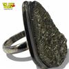Image 1 : .925 Sterling Silver Pear Shaped Raw Pyrite Ring - Size 8.5 ring is 28 mm wide- Total weight:11.4 gr