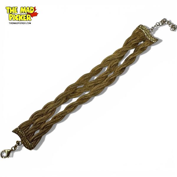 Gold Plated Sterling Silver Triple Strand Bracelet - 1" wide - Weight: 20 grams