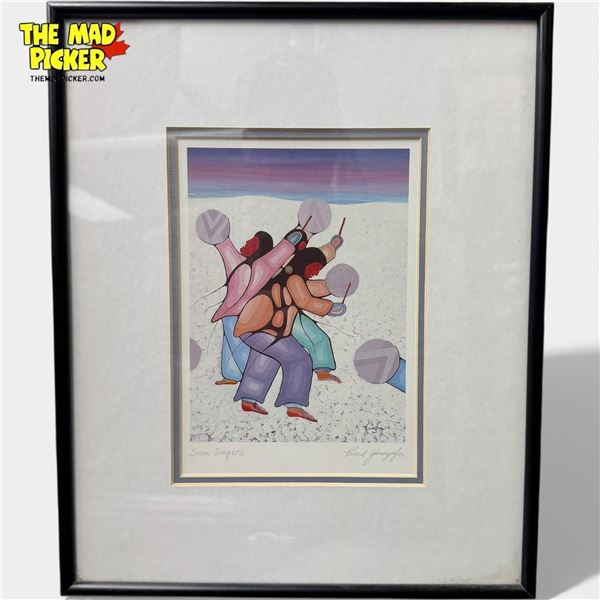 Cecil Young Fox "Snow Singers" Framed Print - Double matted - 11" x 15" framed