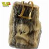 Image 2 : Fabric Lined  Fur Handbag with Inuit Ookpik Design - 7" tall x 9" diameter