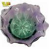 Image 4 : Green Purple Art Glass Bowl - Numbered - Unsigned but attributed to John Phillips - 4.5" deep x 8" w