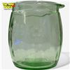 Image 4 : Green Uranium Depression Glass Biscuit Jar (no lid & a chip on the rim)