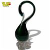 Image 2 : Mid-Century Green to Clear Art Glass Swan Statue  - 10" tall