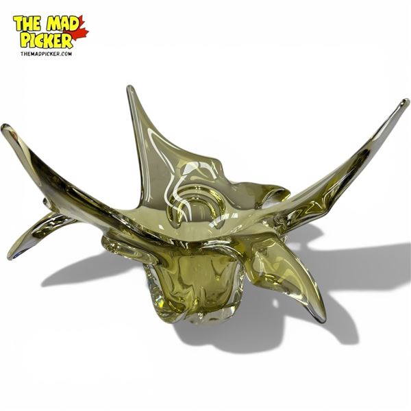 Mid-Century Canadian Pale Green Art Glass Centerpiece - In the style of Lorraine