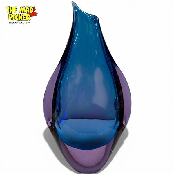 Flavio Poli Penguin Sommerso Art Glass Vase - 11" tall