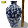 Image 4 : Pretty Blue Floral Porcelain Vase - 13" tall