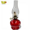 Image 1 : Vintage Glass Oil Lamp Complete with Chimney  - Red Base