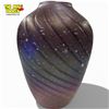Image 1 : Purple Blown Glass Swirl Pattern Vase - 8" tall
