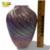 Image 4 : Purple Blown Glass Swirl Pattern Vase - 8" tall